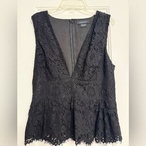 Marciano Black Lace V-Neck Top size M